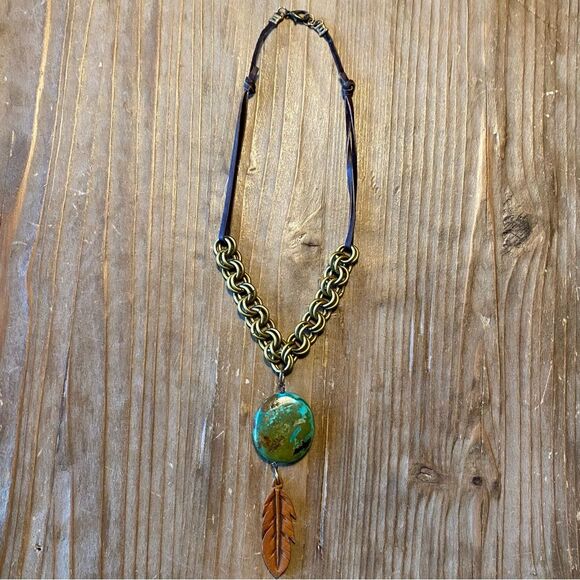 J.Forks Turquoise Pendant Necklace - Texas Artist Made - Picture 8 of 12